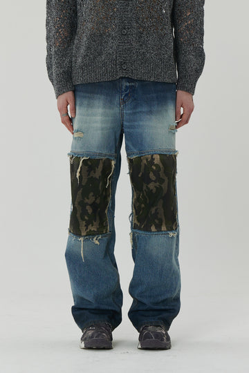 23SS ISLAND SQUARE PATCH DENIM PANTS
